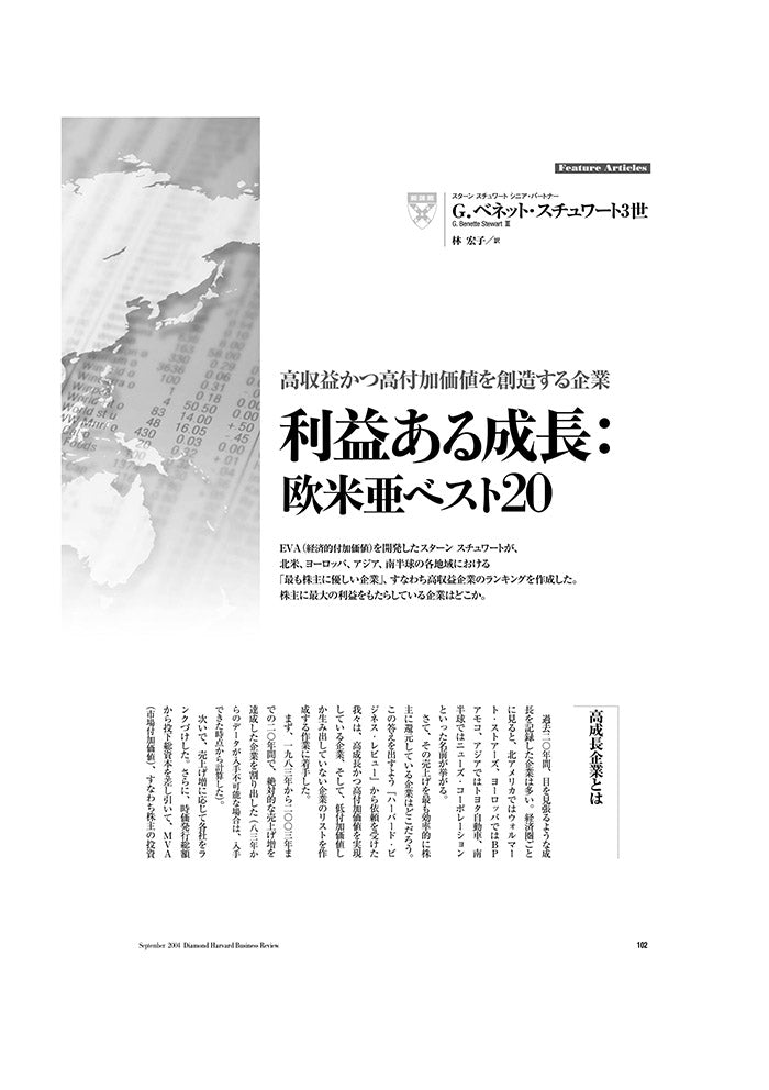 利益ある成長:欧米亜ベスト20